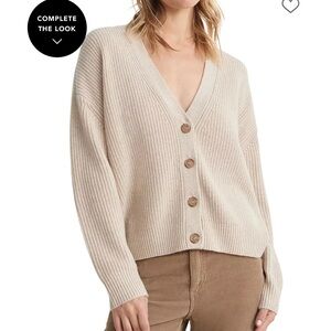 LOFT Beige Button-Up Cardigan